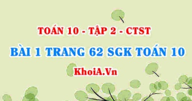 Bài 1 trang 62 SGK Toán 10 tập 2 Chân trời sáng tạo